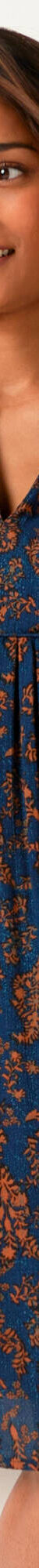 Robe housse col mao, crépon imprimé (bleu / chocolat) Robe housse col mao, crépon imprimé (bleu / chocolat)